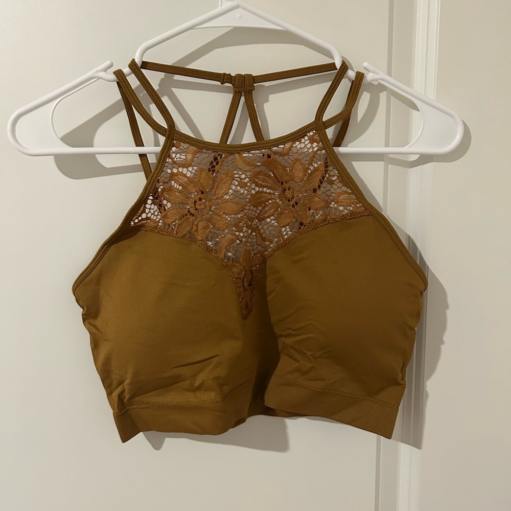 Zenana Plus Size Lace Halter Bralette with double back straps - Picture 3 of 8